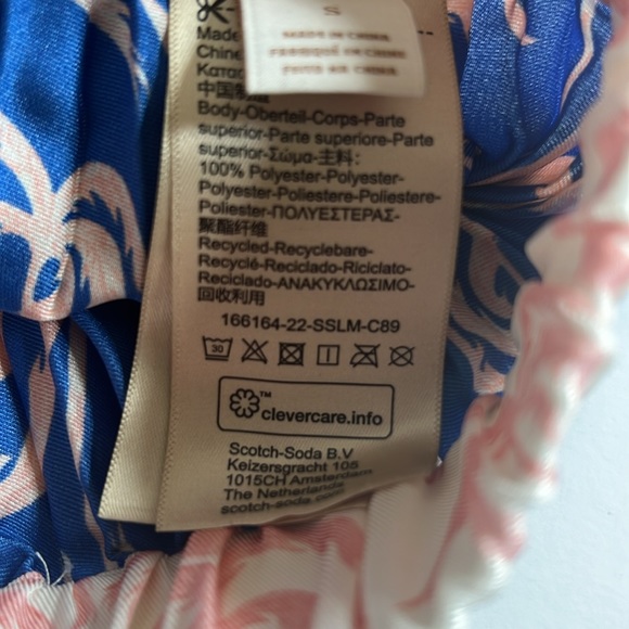 Scotch & Soda Women Blue Palm Pleated Preppy Boho Midi Skirt Size Small - Picture 9 of 9